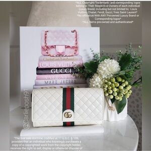 Authentic Off-White Pre-owned Gucci Trapuntata Supreme Web Flap Walletw/chain